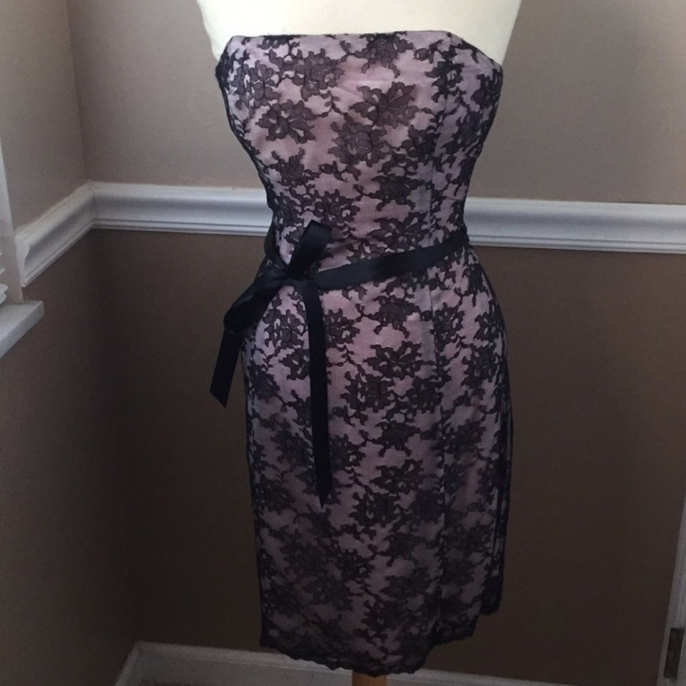 Shoshanna Black and Lavender Strapless Dress